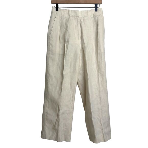 Aritzia The Effortless Pants Linen Cropped Sz 4 Natural Ecru - Picture 3 of 14